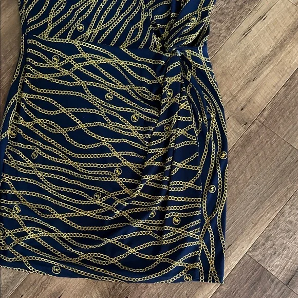 Michael Kors Navy and Gold Chain Pattern Dress - Picture 6 of 8